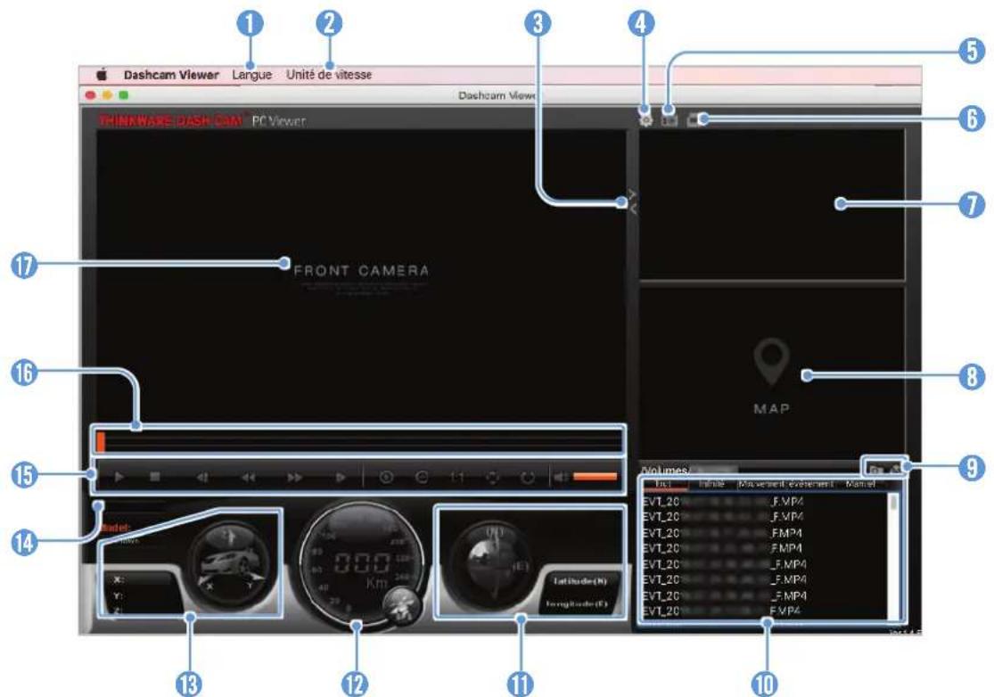 Thinkware F200 PRO - Disposition de l'écran de la visionneuse pour ordinateur (Mac) - 1