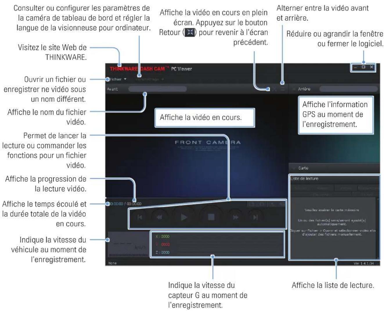 Thinkware DC-H1-FG - Disposition de l'écran de la visionneuse pour ordinateur (pour Windows) - 1
