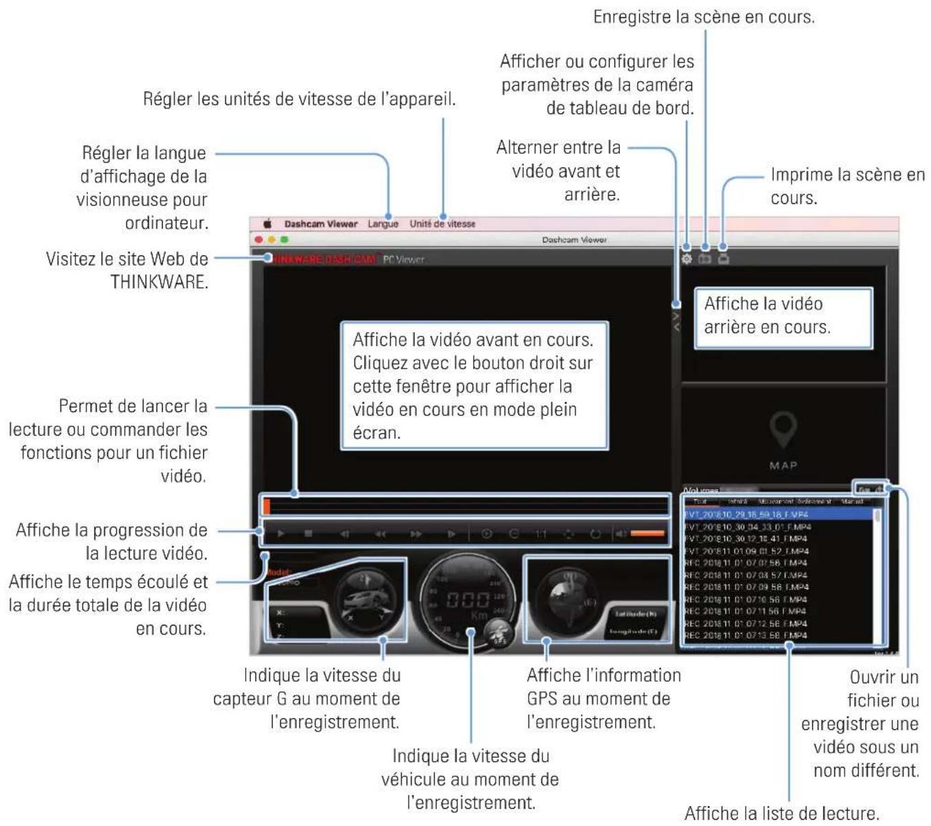 Thinkware DC-M1-FG - Disposition de l'écran de la visionneuse pour ordinateur (pour Mac) - 1