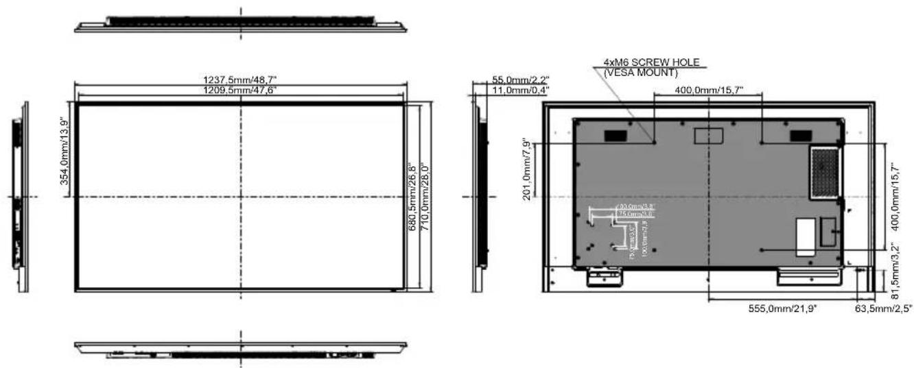 IIYAMA ProLite LH5575UHS - DIMENSIONS : ProLite LH4375UHS - 3