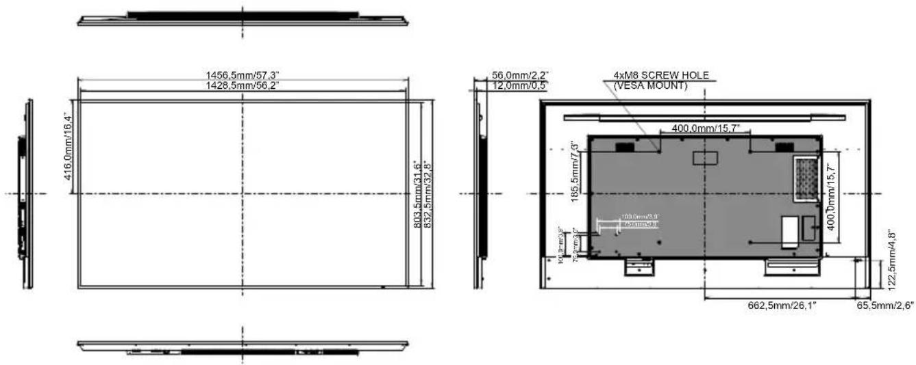 IIYAMA ProLite LH5575UHS - DIMENSIONS : ProLite LH6575UHS - 1