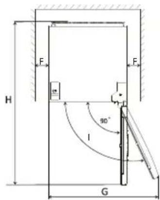 INVENTUM VR1430B - Abmessungen und freier Platz rundherum - 2
