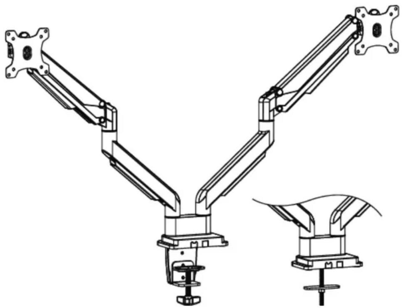 Digitus DA-90395 - Universal Dual Monitor Mount with Gas Spring and Clamp Mount - 1