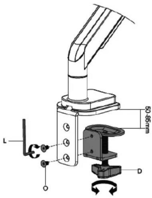 Digitus DA-90394 - Universal Single Monitor Mount with Gas Spring and Clamp Mount - 5