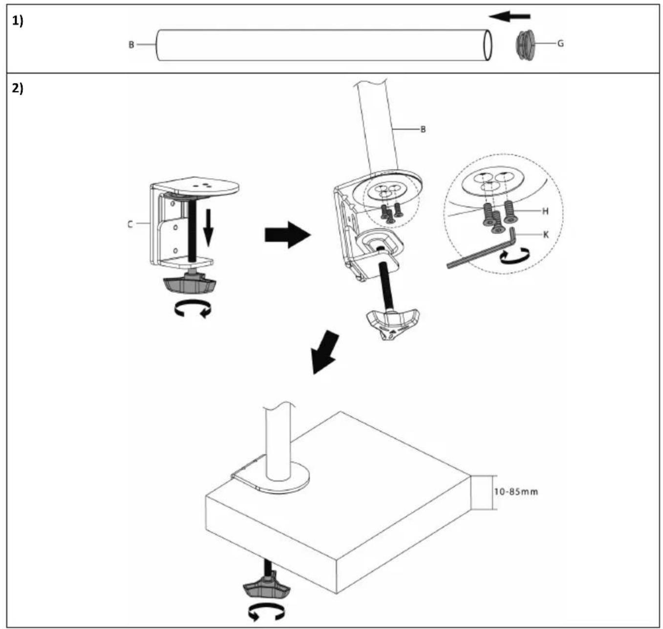 Digitus DA-90400 - Universal Dual Monitor Clamp Mount - 3