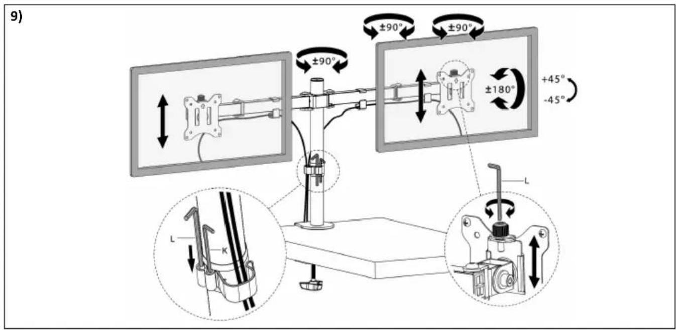 Digitus DA-90400 - Universal Dual Monitor Clamp Mount - 19