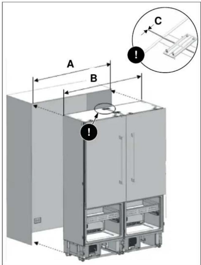 BERTAZZONI RBM90S5FPNS - DE CENTRALE AFWERKING TUSSEN DE KOELKASTEN MONTEREN - 3