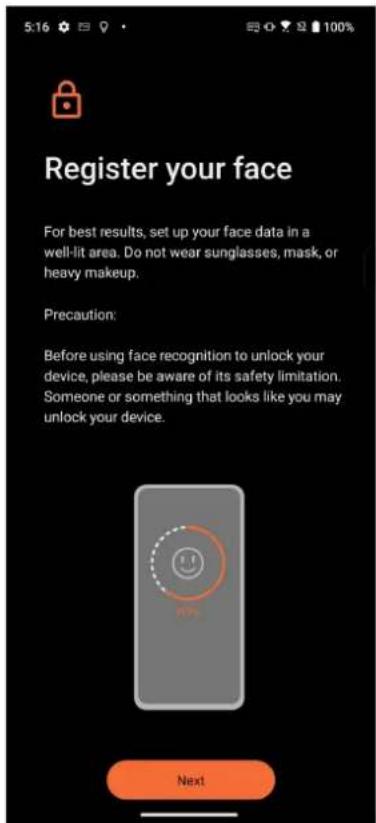 ASUS ROG Phone 8 Pro - Configurer le déverrouillage par reconnaissance faciale à partir du menu des paramètres - 4