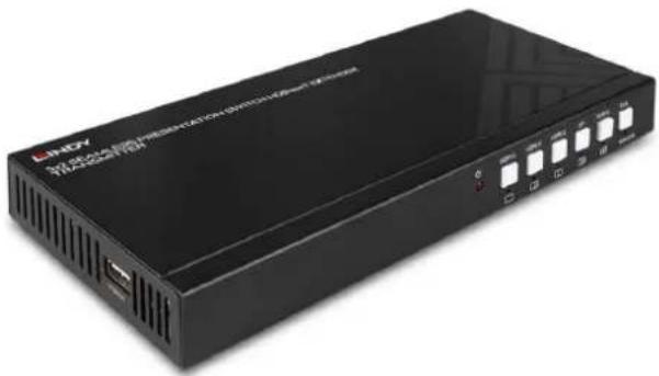 Lindy 38338 - Conmutador extensor de presentaciones 5x2 fluídas HDBaseT - Transmisor - 1