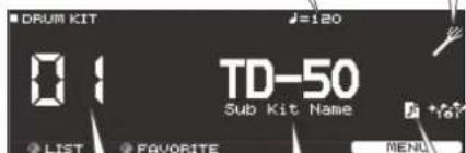 ROLAND TD-50KVX - A propos de I'ecran DRUM KIT - 1