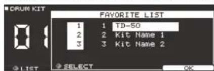 ROLAND TD-50KVX - Rappel d'un favori - 1