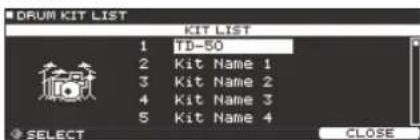 ROLAND TD-50KVX - Selection d'un kit de percussion dans la liste - 1