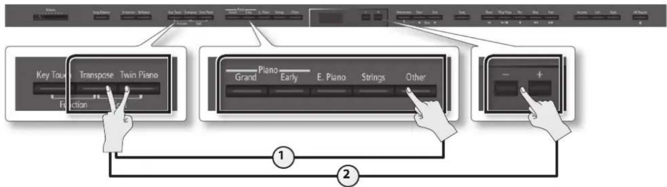 ROLAND DP90Se - 改變左手的音色 - 1
