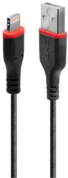Lindy 31290 - CAVO DIRICARICA RINFORZATO USB TIPO A A LIGHTNING, 0.5M - 1