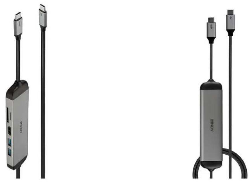 Lindy 43326 - DST-Micro 140, Micro Docking Station USB-C pour Laptop avec prise en charge 4K & câble de charge 60W de 1.4m - 1