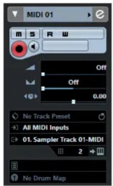 MIDI 01 m S R W Off Off 0.00 No Track Preset All MIDI Inputs 01. Sampler Track 01-MIDI 2 No Drum Map