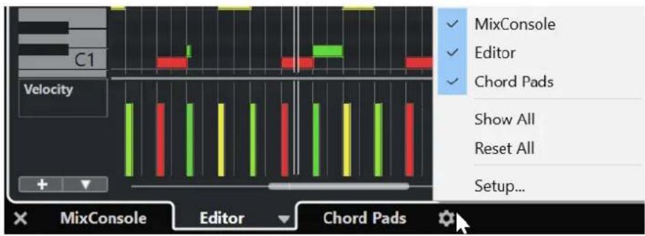 C1 Velocity MixConsole Editor Chord Pads Show All Reset All Setup... MixConsole Editor Chord Pads
