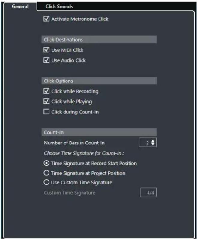 STEINBERG Cubase AI 11 - Boîte de dialogue Configuration du métronome - 1
