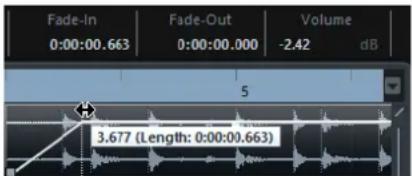 Fade-In 0:00:00.663 Fade-Out 0:00:00.000 Volume -2.42 dB 5 3.677 (Length: 0:00:0.663)
