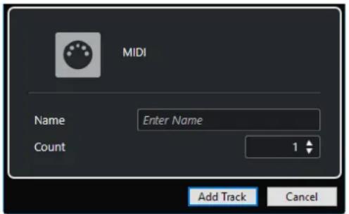 STEINBERG Cubase AI 11 - Boîte de dialogue Ajouter une piste - MIDI - 2