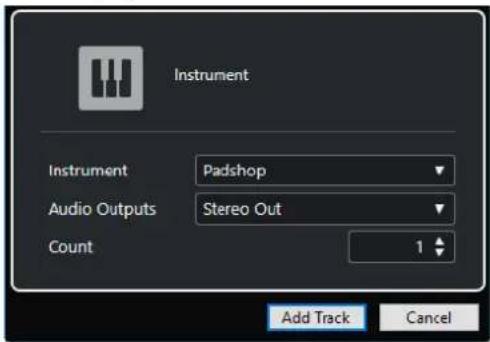 STEINBERG Cubase AI 11 - Boîte de dialogue Ajouter une piste - Instrument - 2