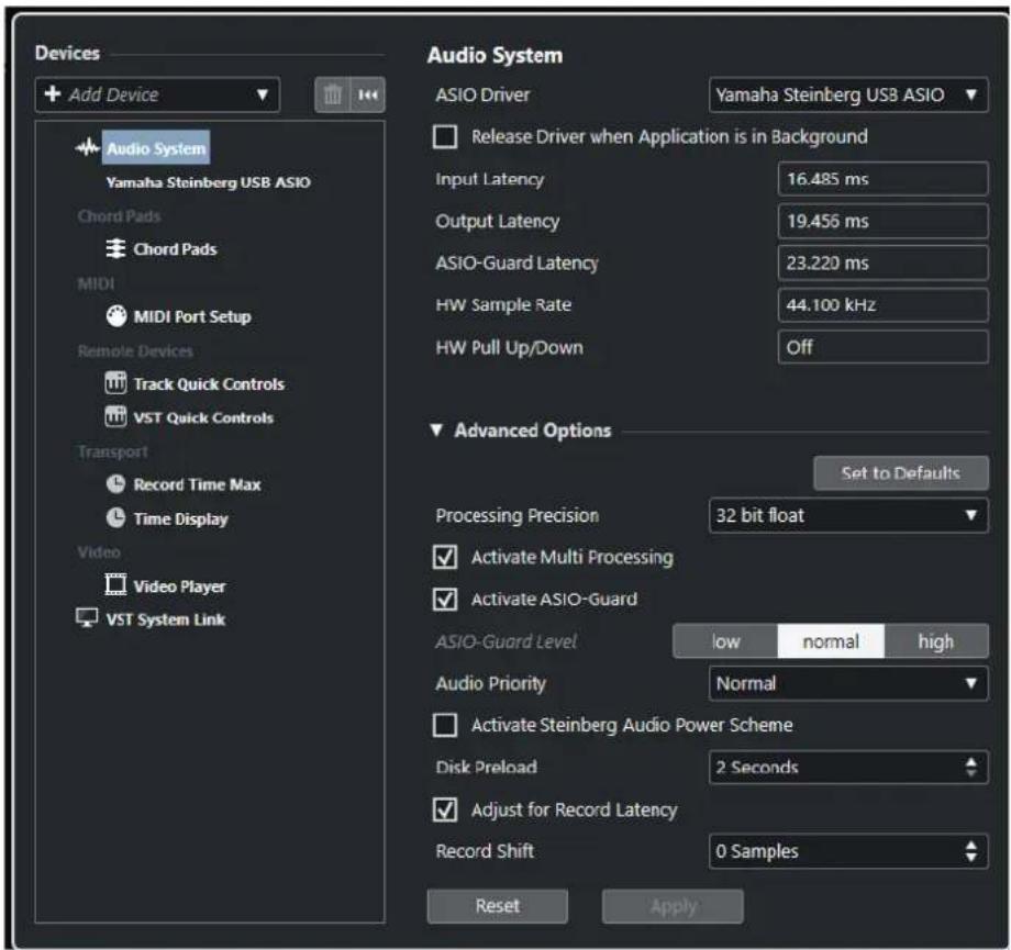 STEINBERG Cubase AI 11 - Page Système audio - 1