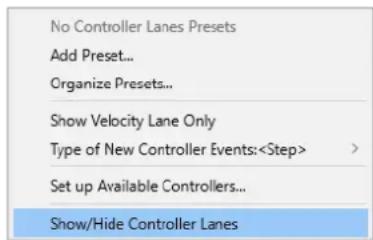 STEINBERG Cubase AI 11 - Menu Configuration des pistes de contrôleur - 1