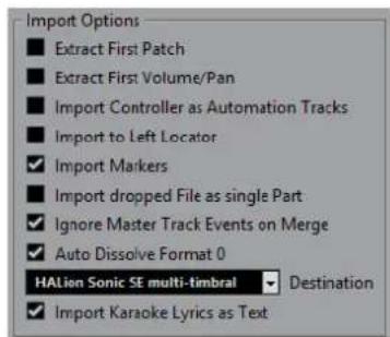 STEINBERG Cubase AI 11 - Options d'import - 1