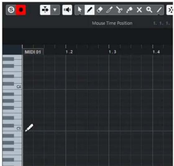 Mouse Time Position 1. 1. 1. MIDI 01 1.2 1.3 1.4 C4 C3
