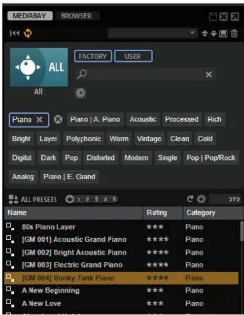 STEINBERG HALion Sonic 7 - Masque de recherche et liste de résultats - 1