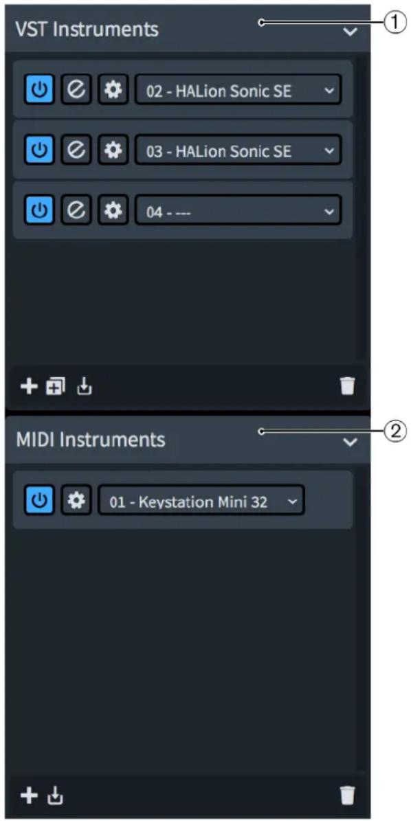 STEINBERG Dorico Elements 3.5 - Panneau Instruments VST et MIDI - 1