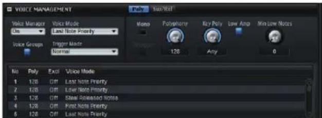 STEINBERG HALion 4 - 「VOICE MANAGEMENT」セクション - 1