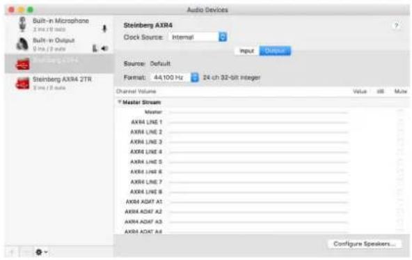 STEINBERG AXR4U - Sélection de l'horloge source (Mac) - 1