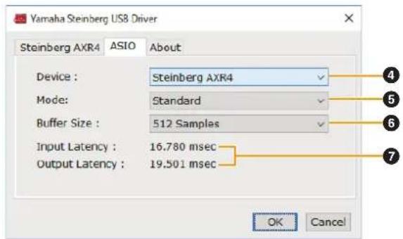 STEINBERG AXR4U - Fenêtre ASIO (pour Windows uniquement) - 1