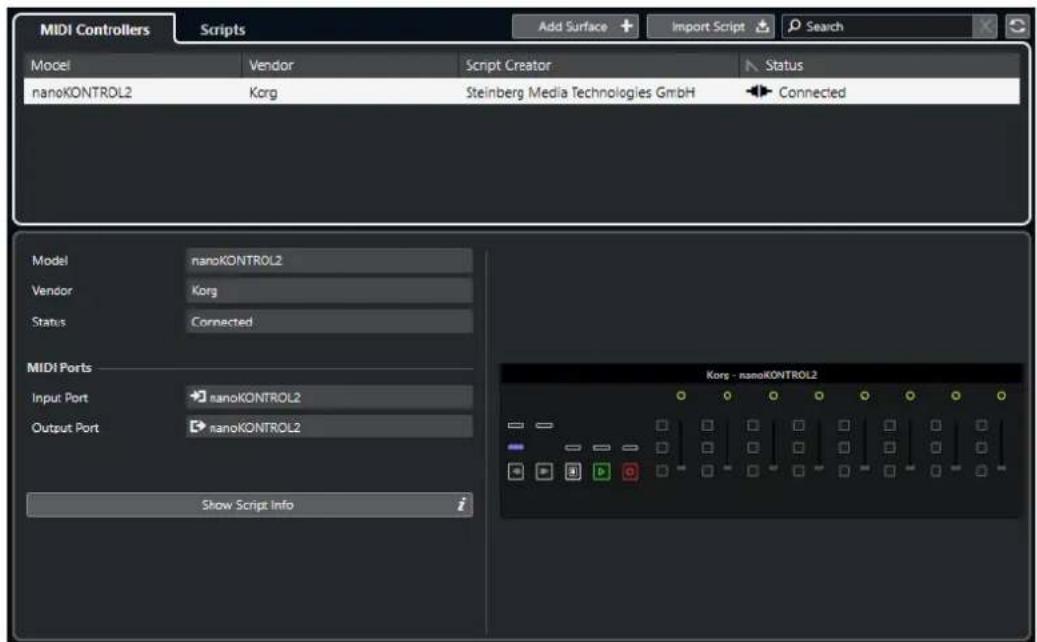 STEINBERG Cubase Pro 13 - Fenêtre Gestionnaire MIDI Remote - 1