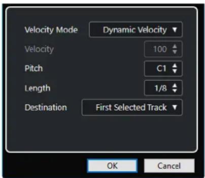 STEINBERG Cubase Pro 13 - Boîte de dialogue Convertir les repères en notes MIDI - 1