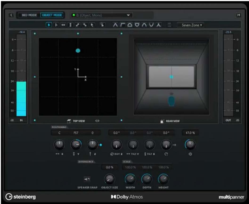 STEINBERG Cubase Pro 13 - Interface du plug-in VST MultiPanner en Object Mode - 1