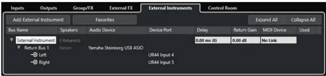 STEINBERG Cubase Pro 13 - Onglet Instruments externes - 1