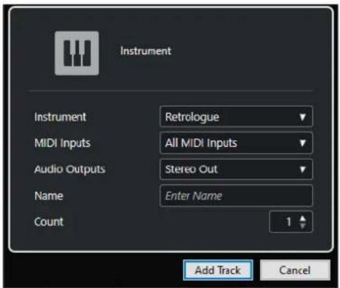 STEINBERG Cubase Pro 13 - Boîte de dialogue Ajouter une piste - Instrument - 2