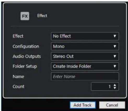 STEINBERG Cubase Pro 13 - Boîte de dialogue Ajouter une piste - Effet - 2
