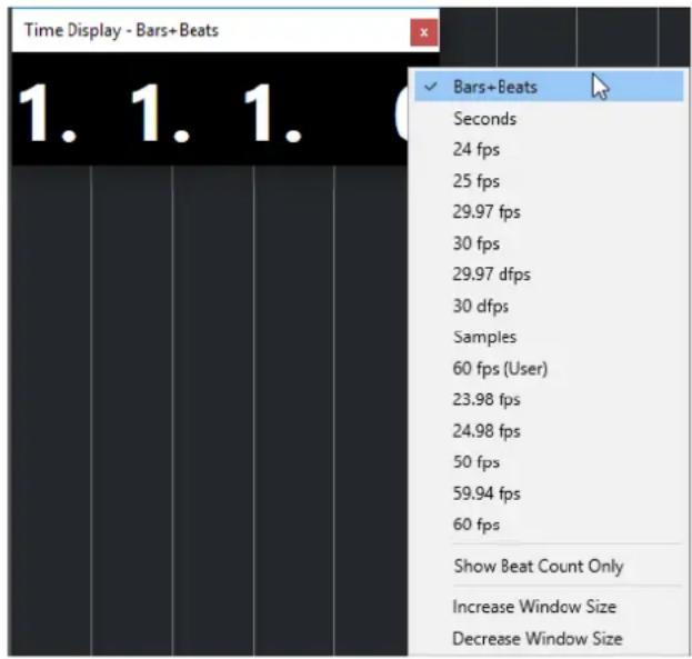 STEINBERG Cubase Pro 13 - Fenêtre Affichage temps - 1