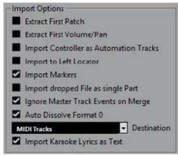 STEINBERG Cubase Pro 13 - Options d'importation des fichiers MIDI - 1
