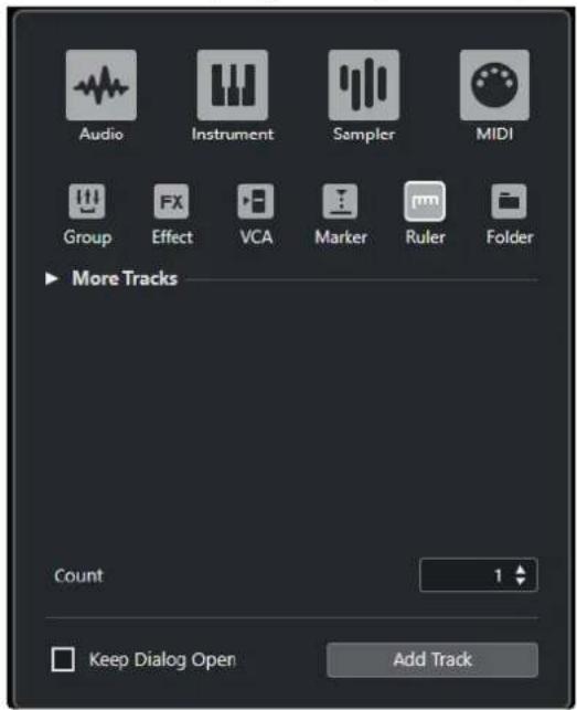 STEINBERG Cubase Pro 13 - Boîte de dialogue Ajouter une piste - Règle - 1