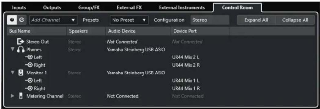 STEINBERG Cubase Pro 13 - Onglet Control Room - 1