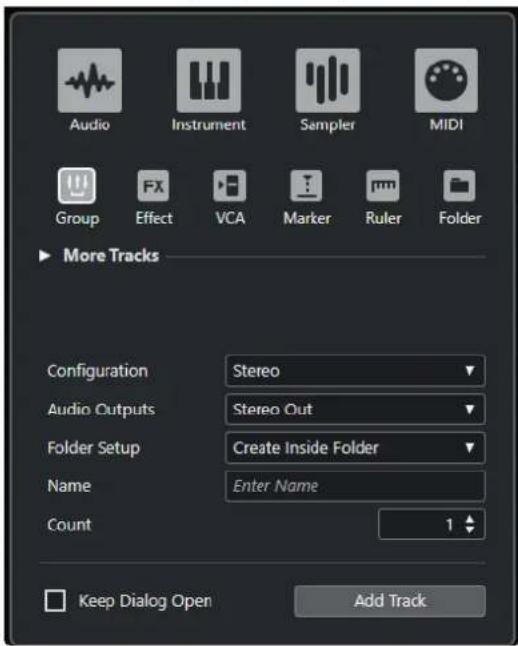 STEINBERG Cubase Pro 13 - Boîte de dialogue Ajouter une piste - Groupe - 1