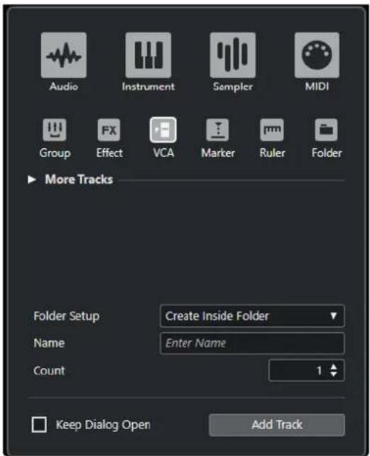 STEINBERG Cubase Pro 13 - Boîte de dialogue Ajouter une piste - VCA - 1