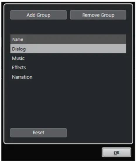 STEINBERG Cubase Pro 13 - Boîte de dialogue Éditeur de groupes d'objets - 1