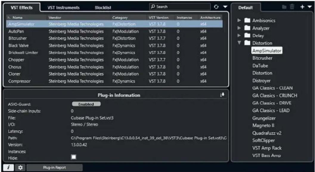 STEINBERG Cubase Pro 13 - Fenêtre Gestionnaire de plug-ins VST - 1
