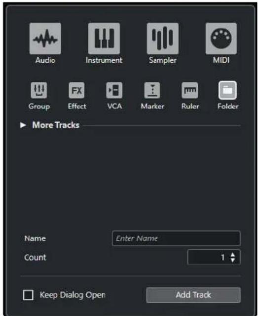 STEINBERG Cubase Pro 13 - Boîte de dialogue Ajouter une piste - Répertoire - 1