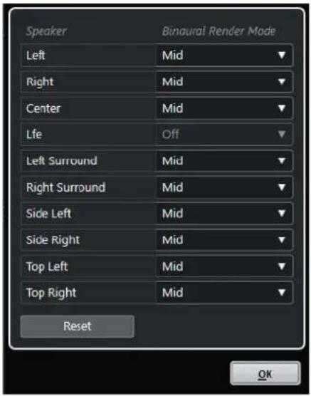 STEINBERG Cubase Pro 13 - Boîte de dialogue Mode de rendu binaural pour les lits - 1